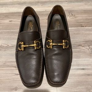 Men’s Ferragamo Brown Gold Buckle